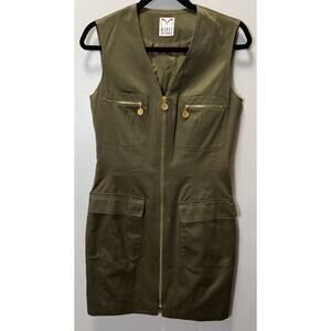 Mondi Dress Size 38 Approx US SZ6 Olive Green Sleeveless Gold Zipper Fully Lined
